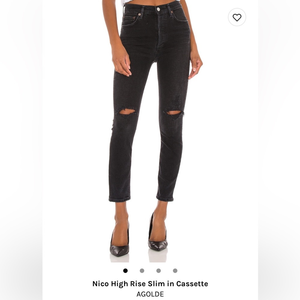 BNWT AGOLDE Nico High Rise Denim Jeans in BLACK Size 24